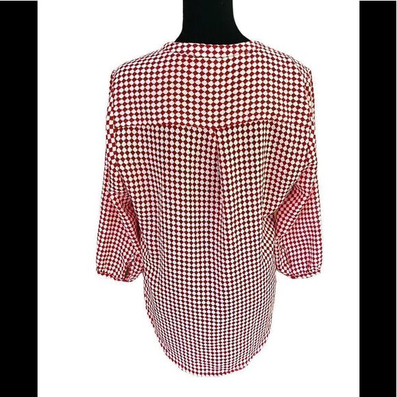 ANTILIA Femme red/white checked tunic top, size M - Picture 4 of 6